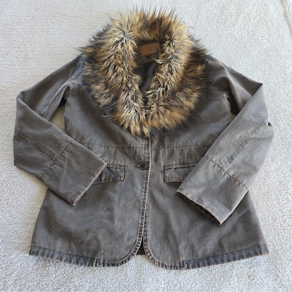 Outback Trading Co Anderson Jacket Women's M Faux-Fur Collar Western Ranchwear